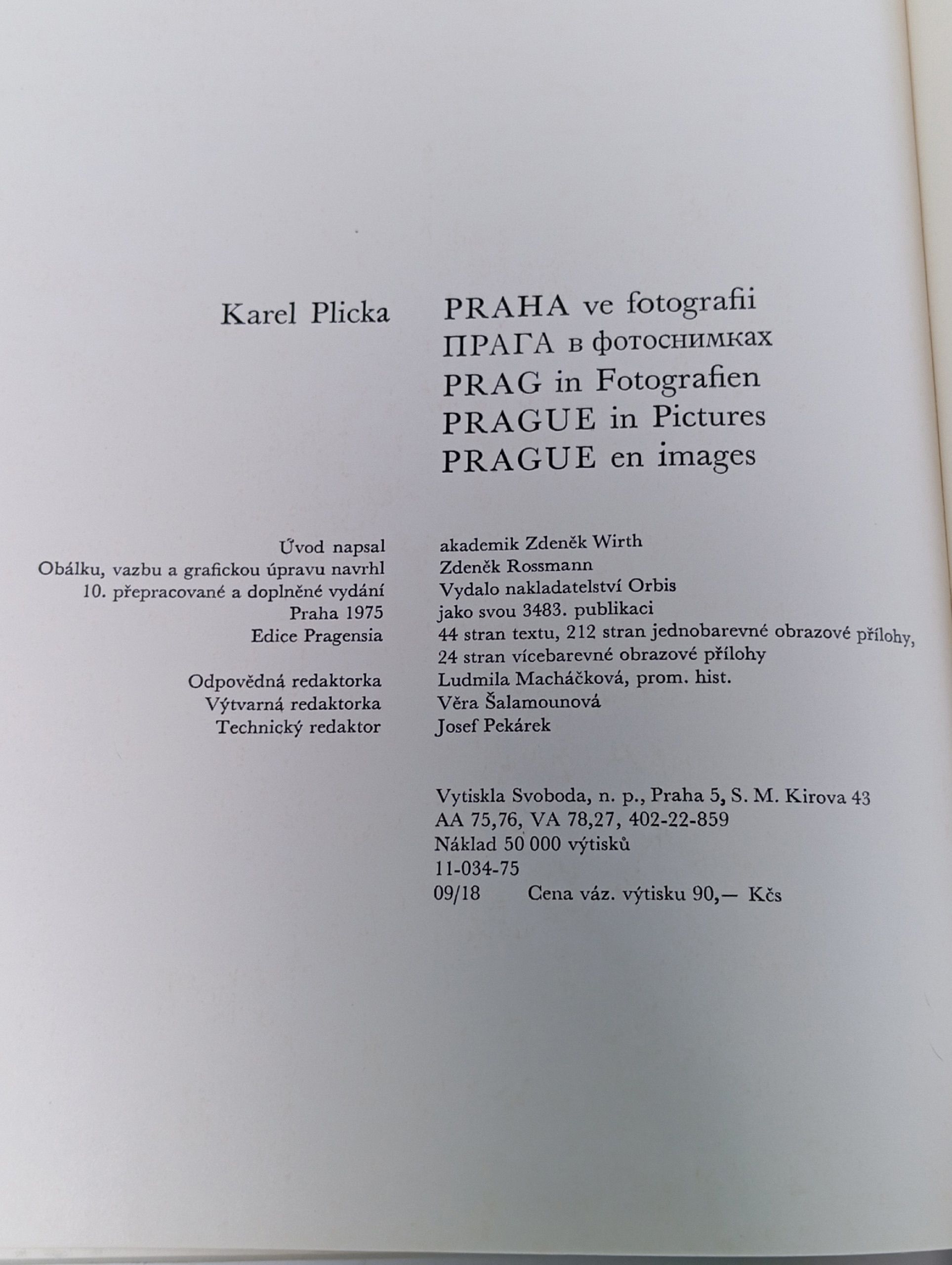 Karel Plicka. PRAHA ve fotografii. Прага в фотоснимках