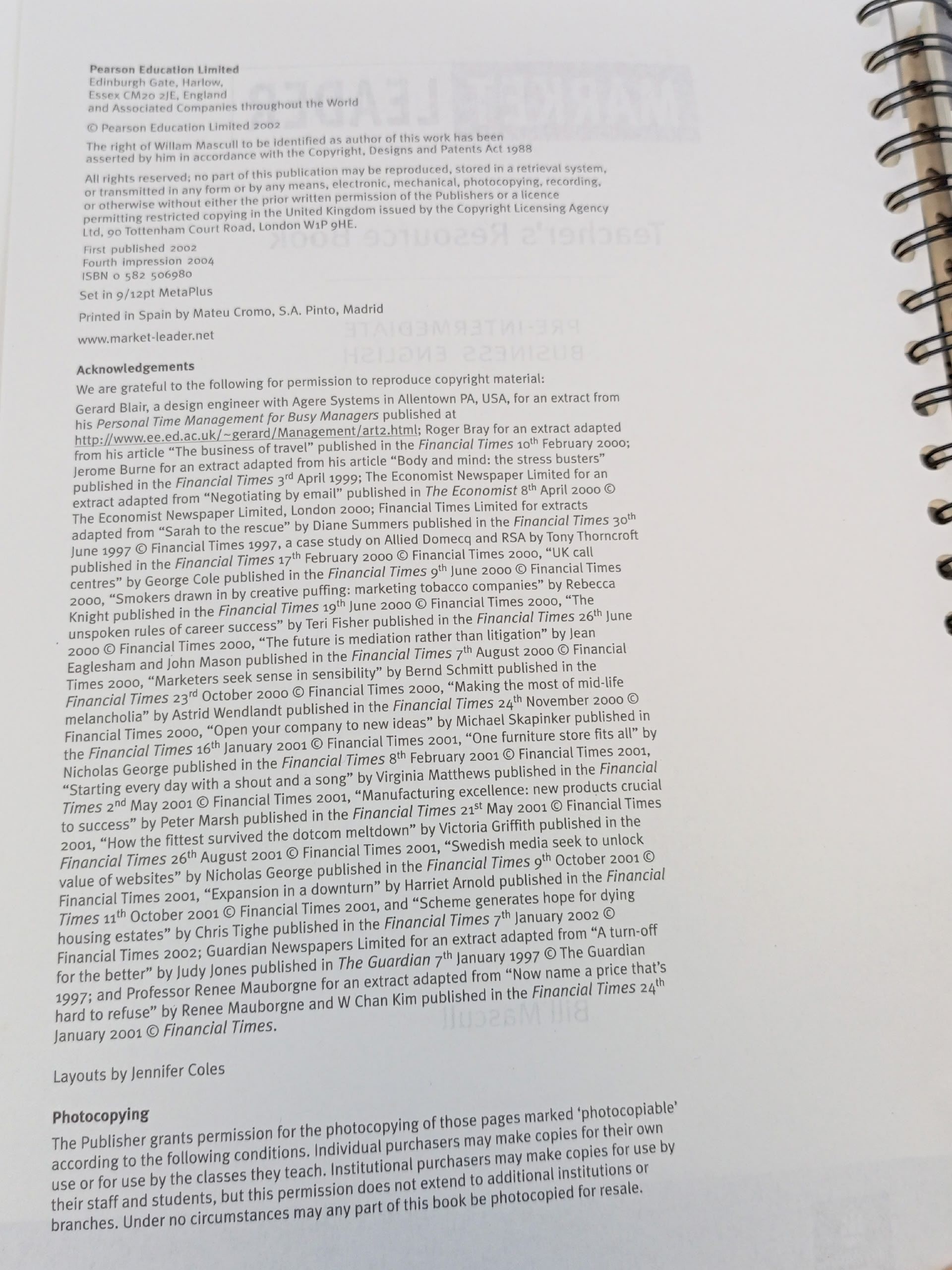 Market Leader. (Teacher's Resource Book)