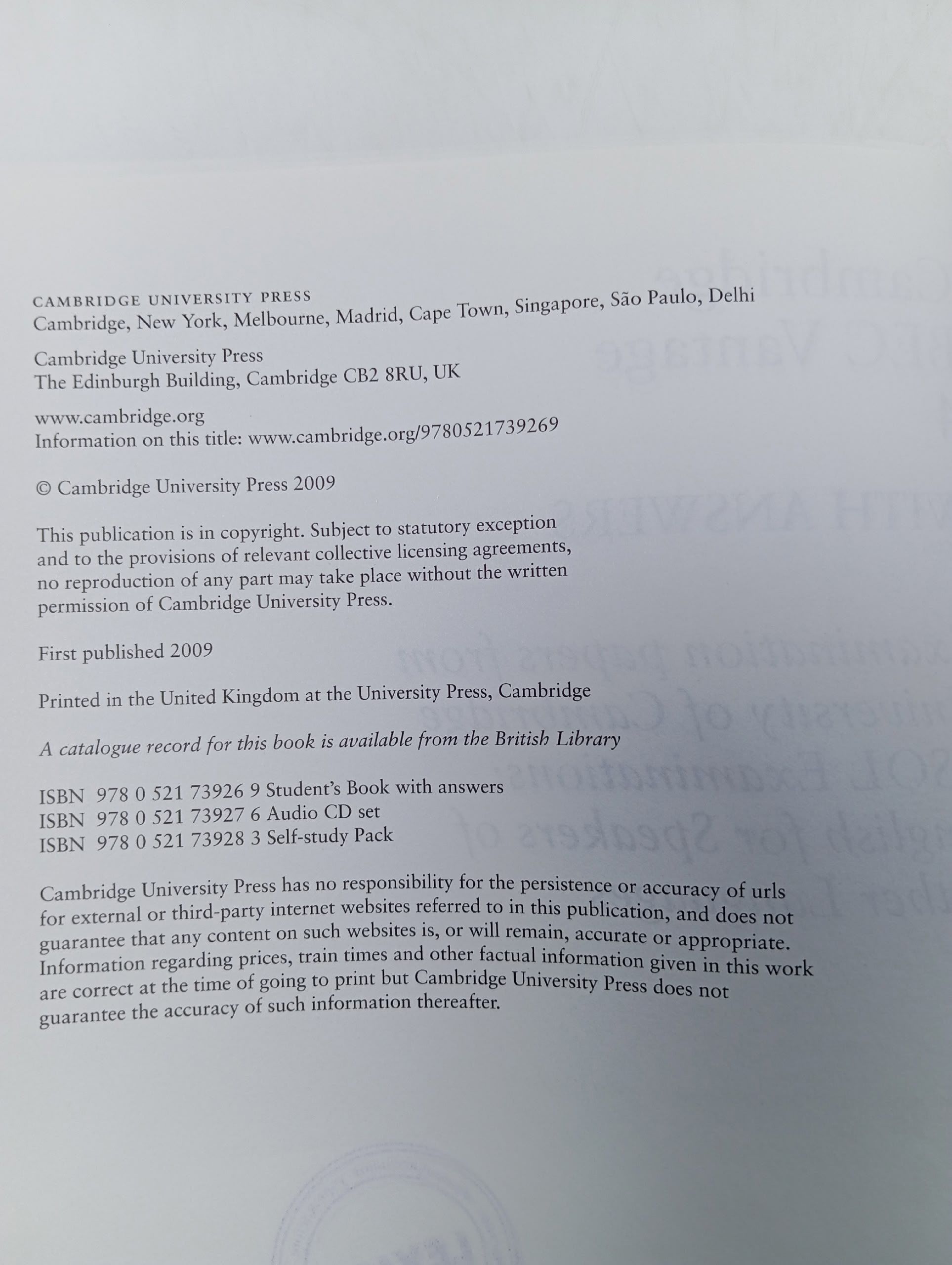 Cambridge BEC 4 Vantage