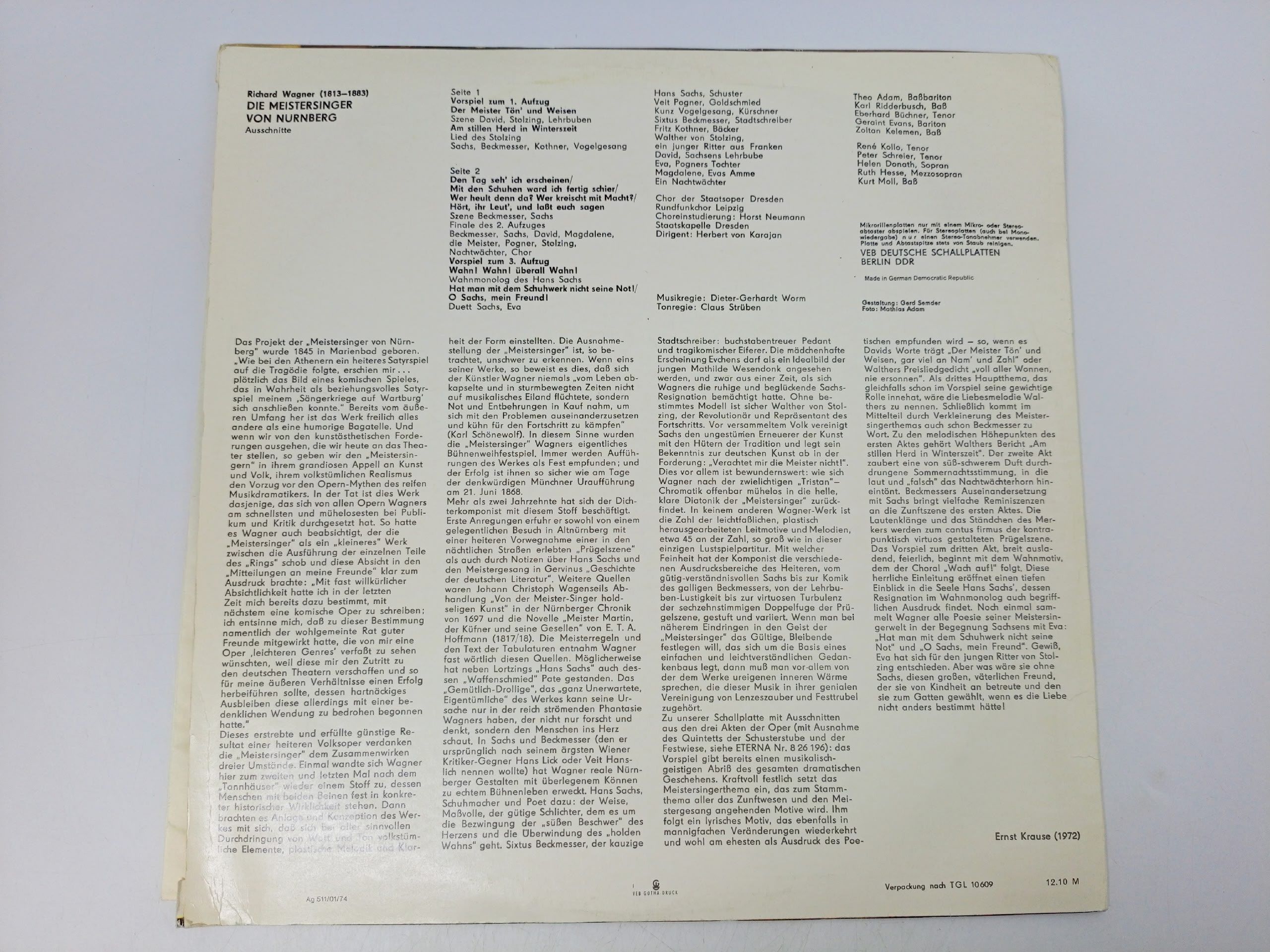 Виниловая пластинка Richard Wagner 1972 Die Meistersinger Von Nurnberg (Ausschnitte)