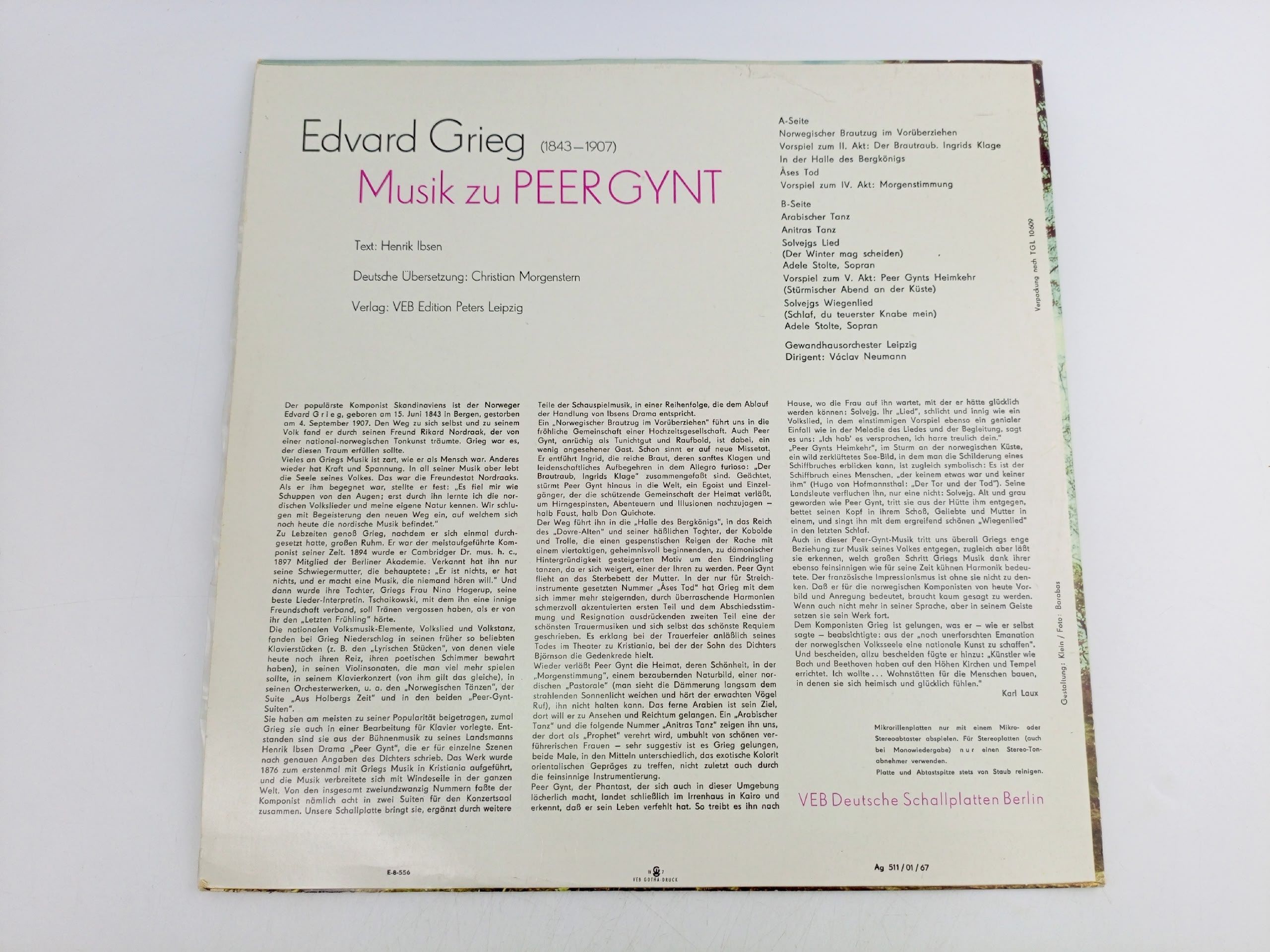 Виниловая пластинка Edvard Grieg - Musik Zu Peer Gynt