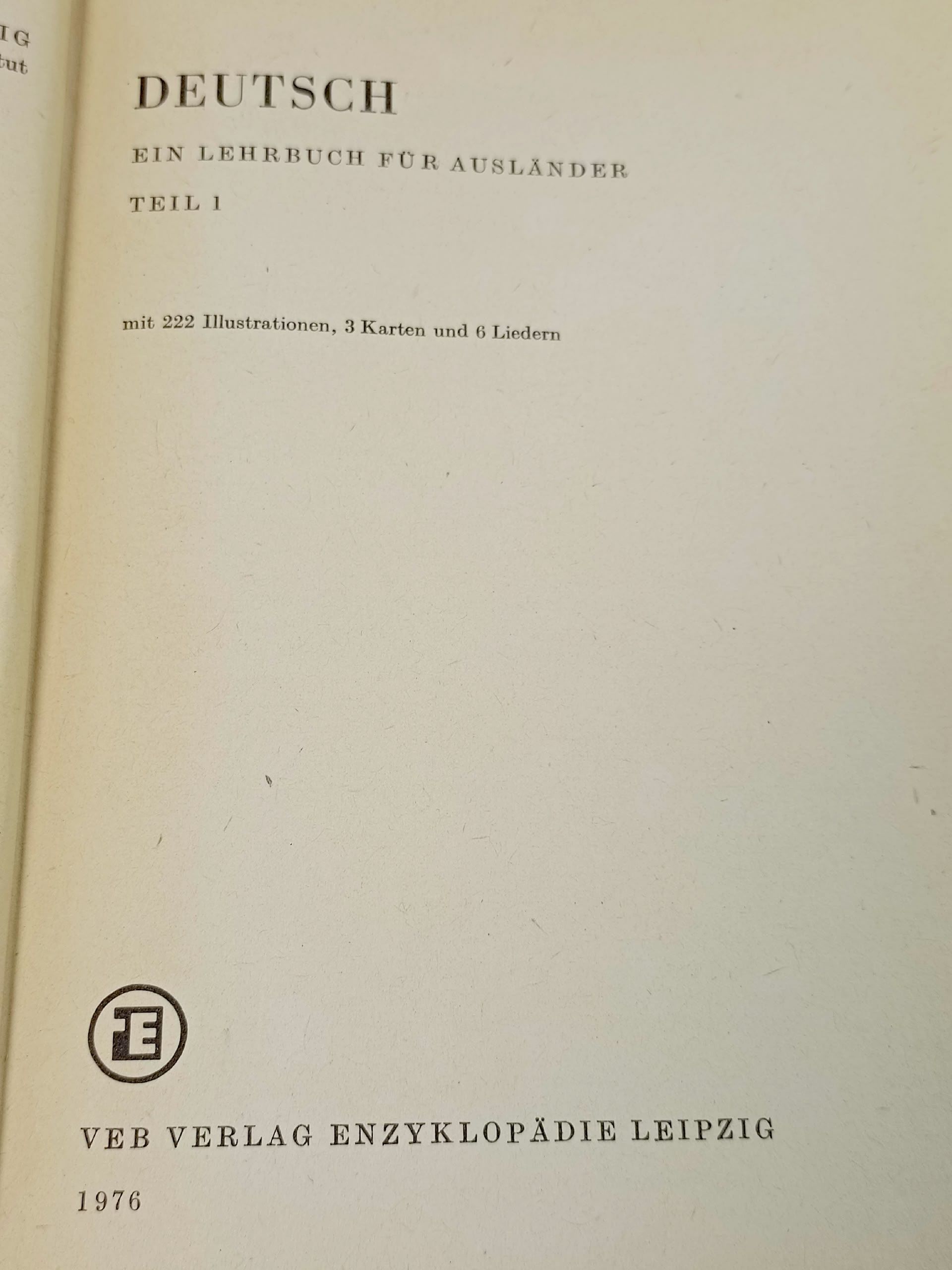 Deutsch. Ein Lehrbuch fur Auslander. Teil 1