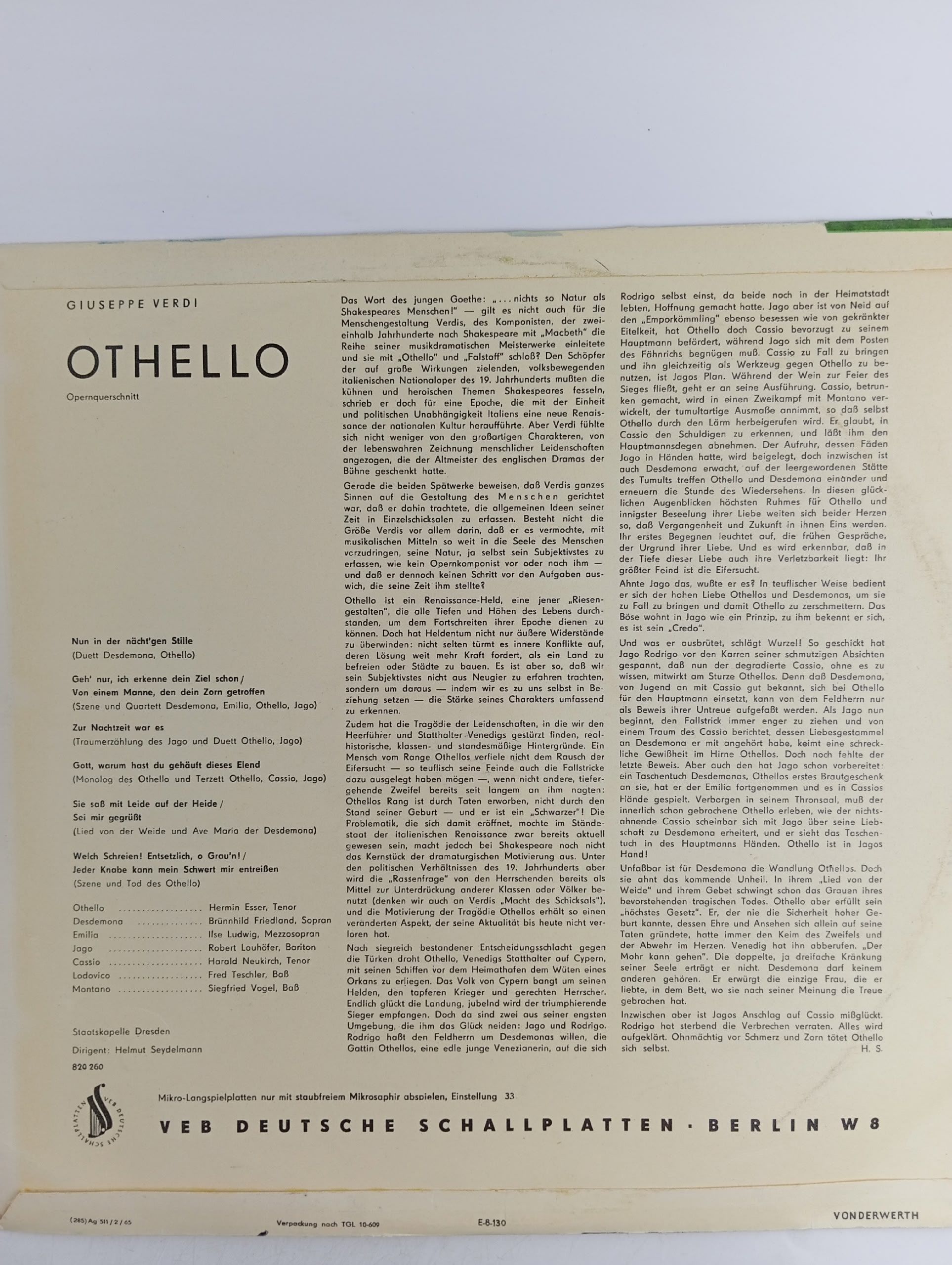 Виниловая пластинка Verdi Giuseppe - Othello