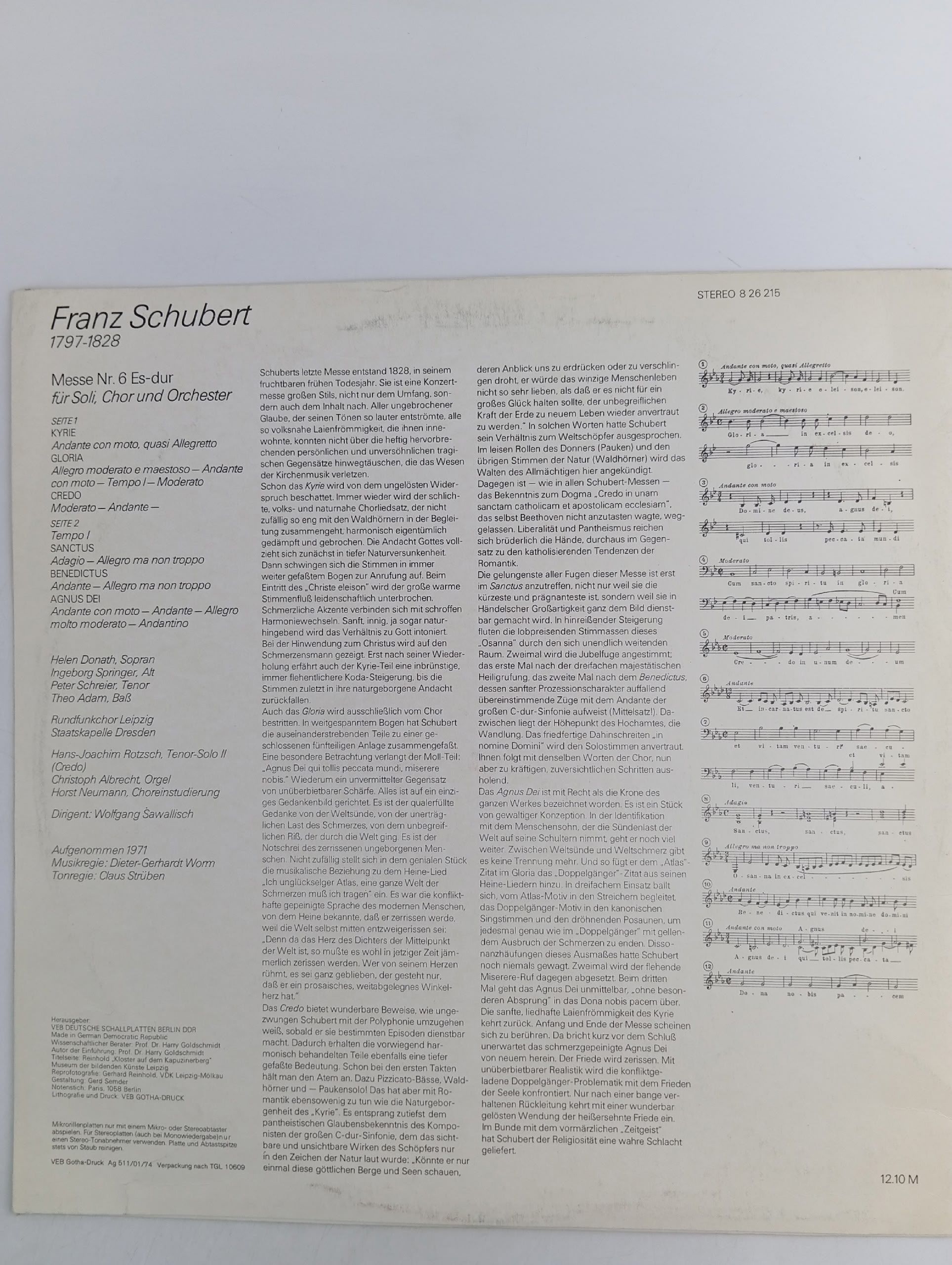 Виниловая пластинка Schubert Wolfgang Sawallisch - Messe Es-dur