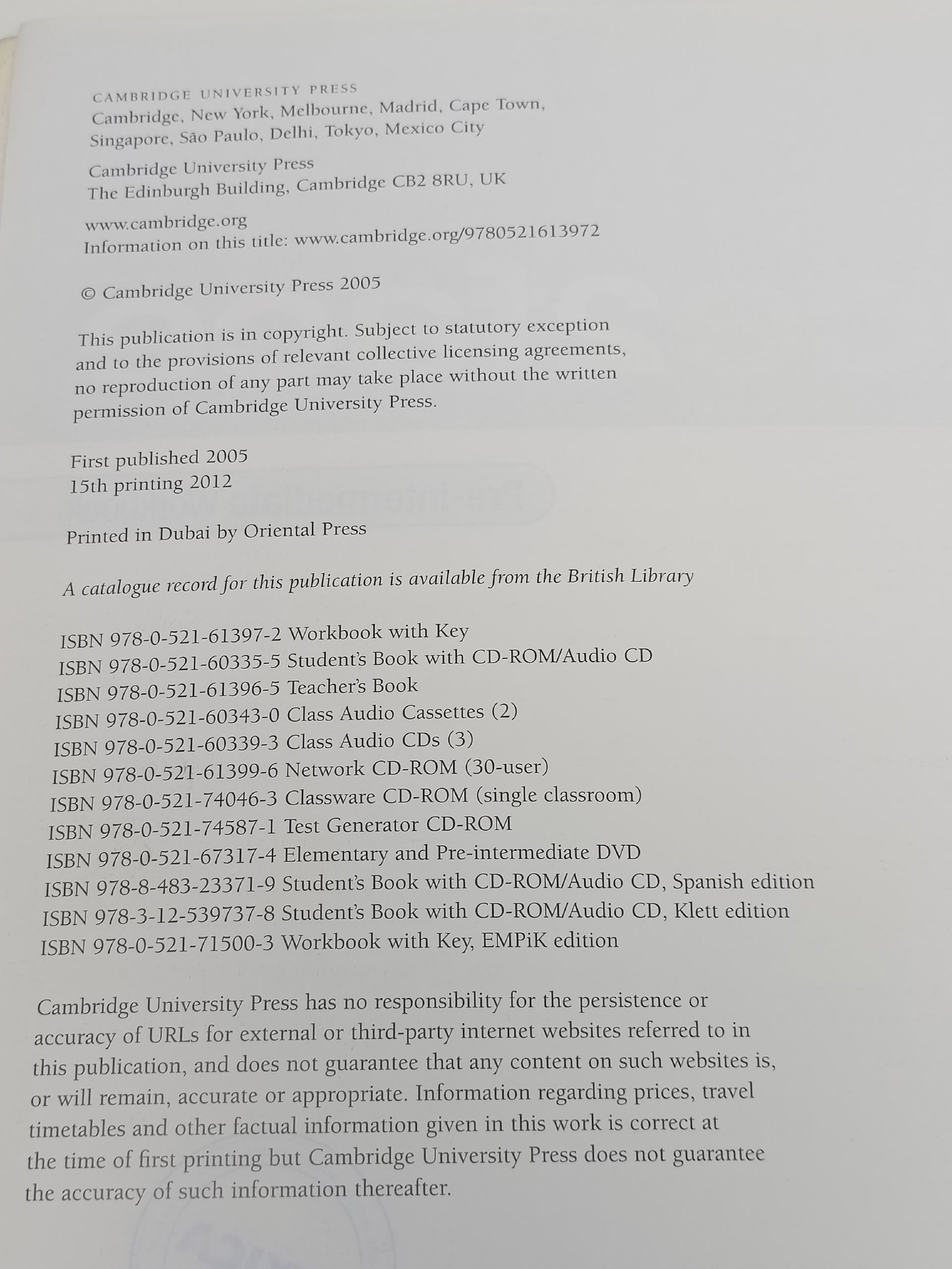 face2face Pre-intermediate Workbook,