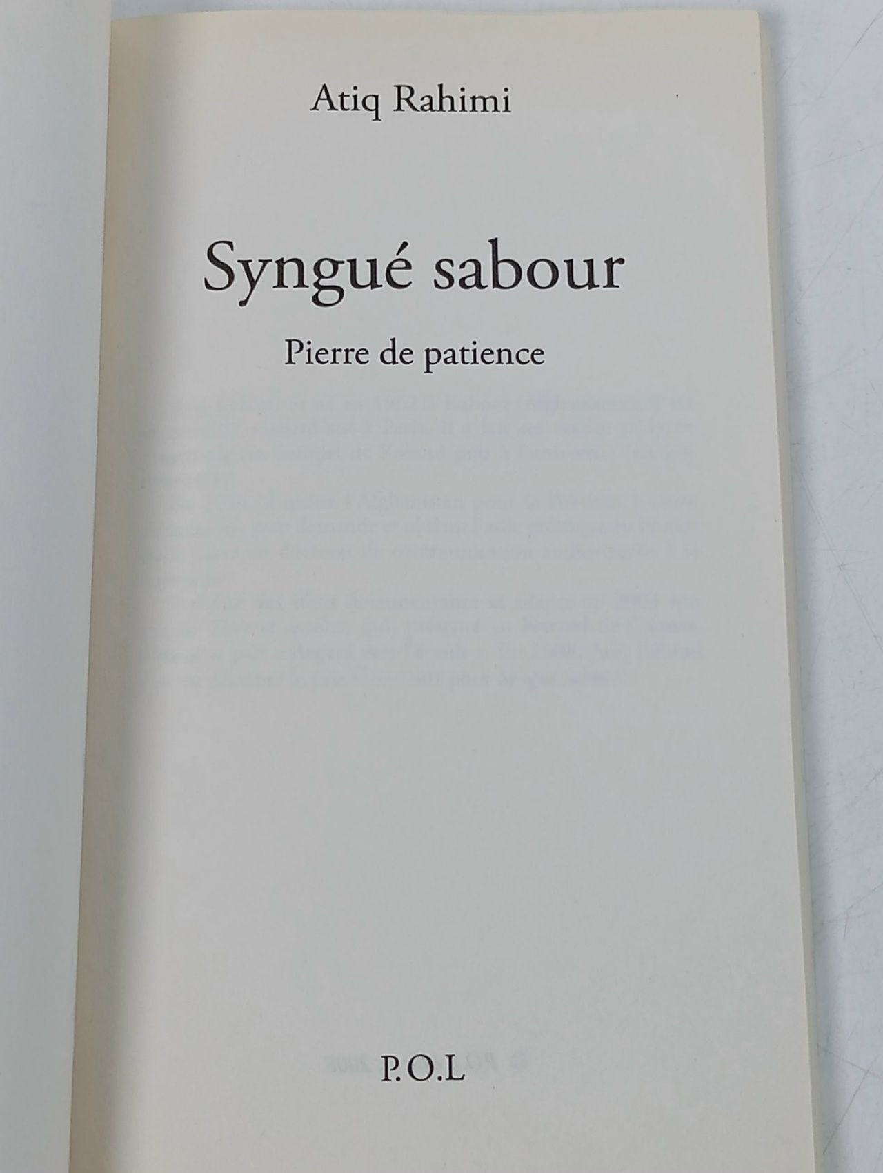 Synguе sabour. Pierre de patience