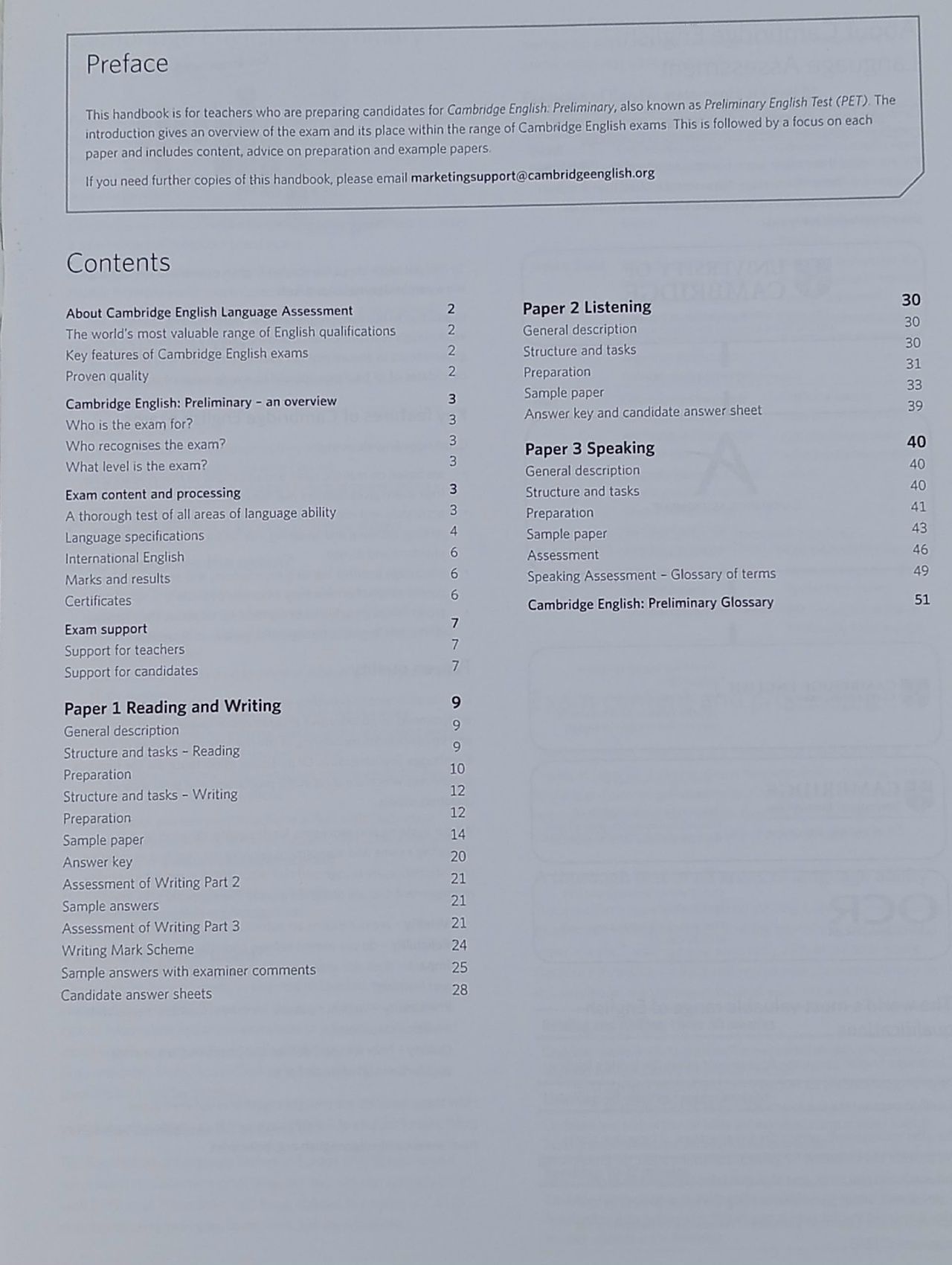 Cambridge English Preliminary: Handbook for teachers