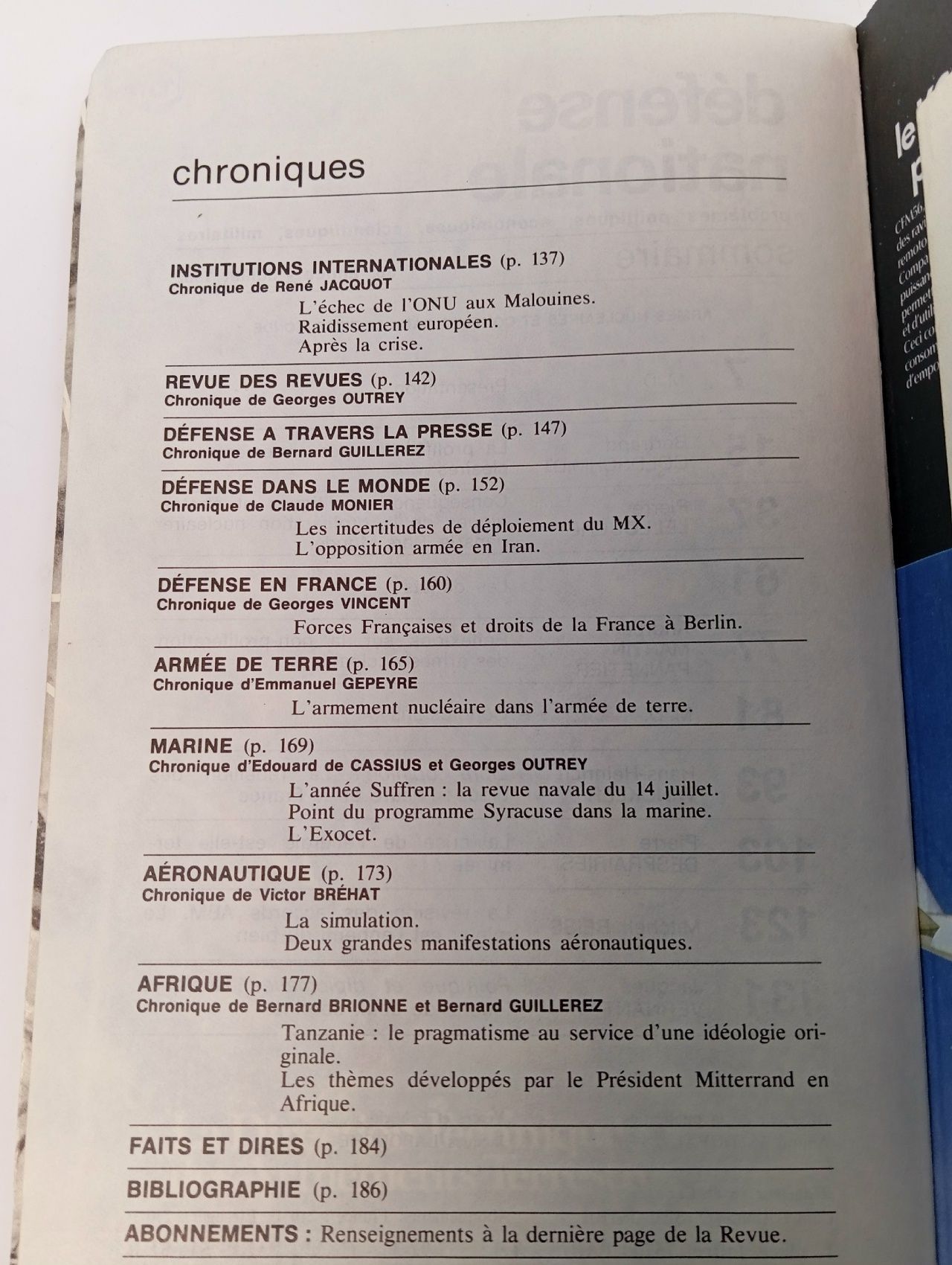 "Dеfense nationale" июль 1982 года.