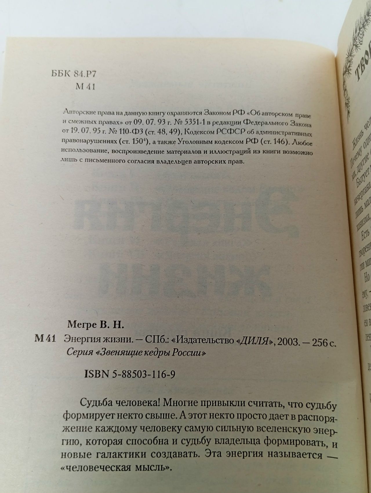 Мегре В. Н. Энергия жизни