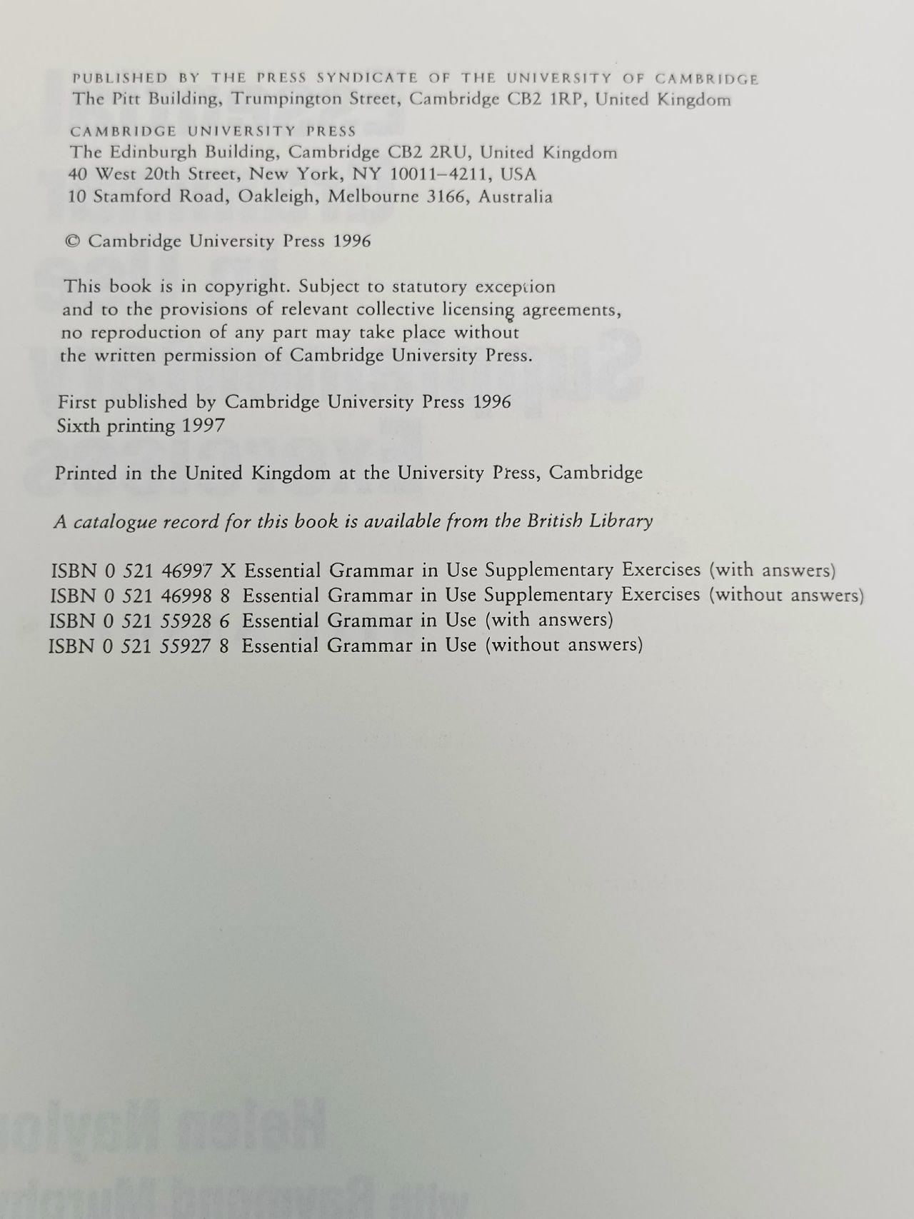 Essential Grammar in Use Supplementary Exercises (с ответами)
