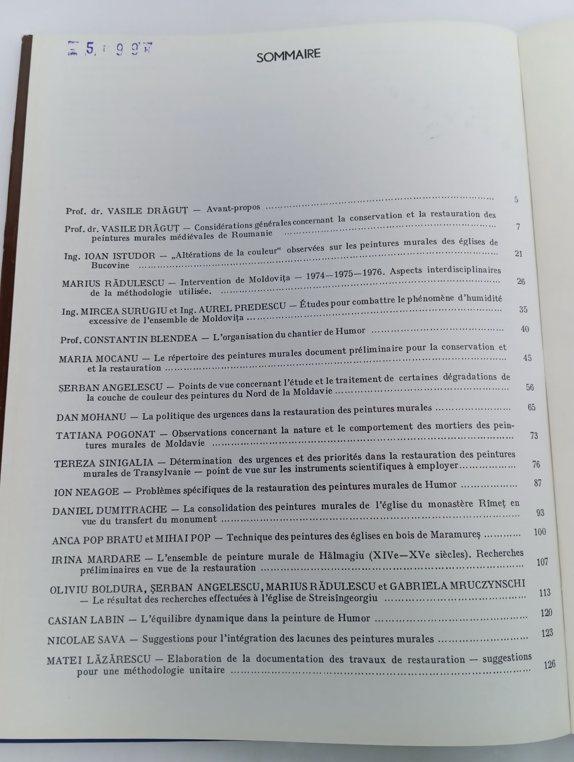 Colloque sur la conservation et la restauration des peintures murales