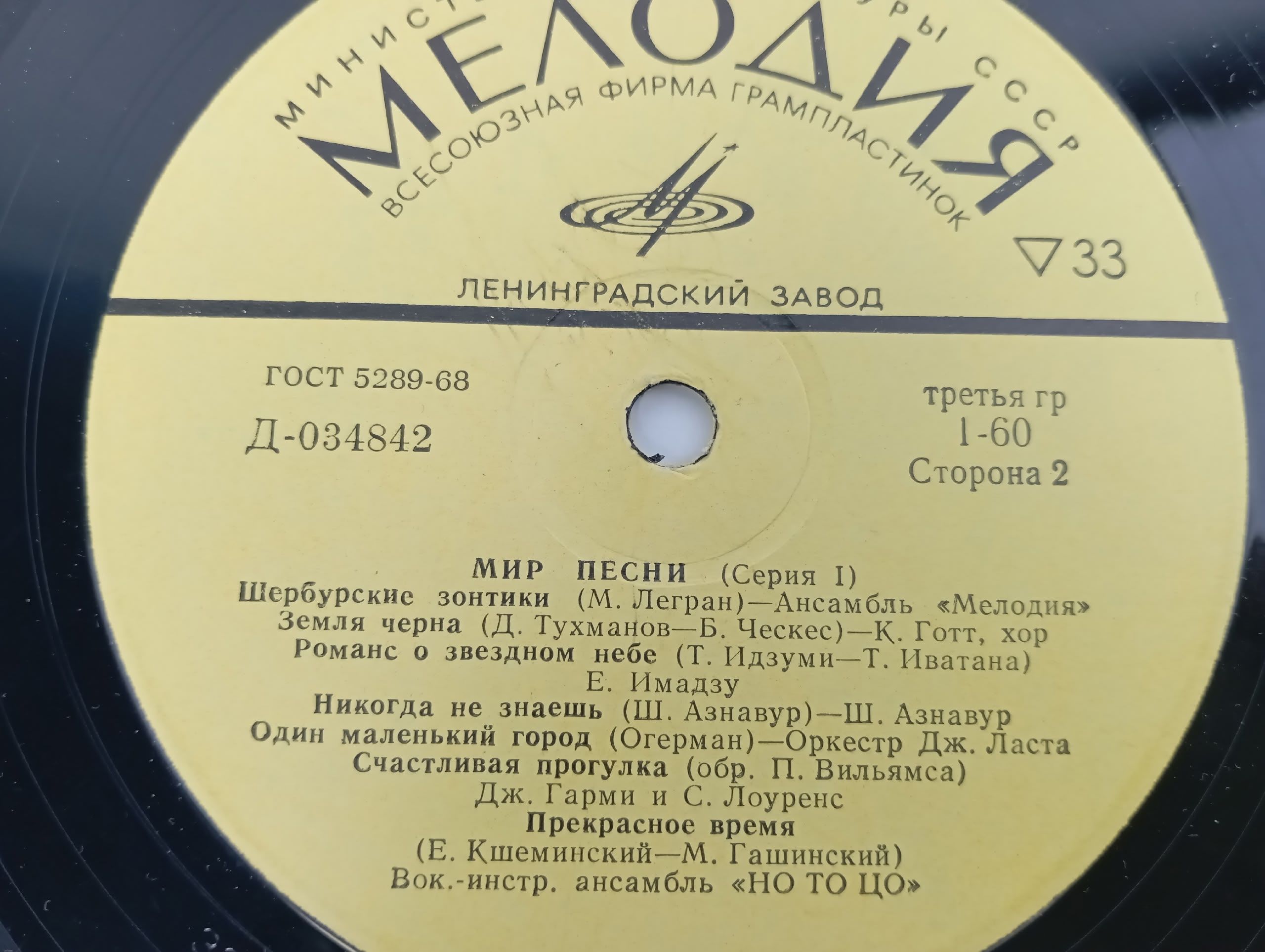 Виниловая пластинка Мир песни. Подмосковные вечера