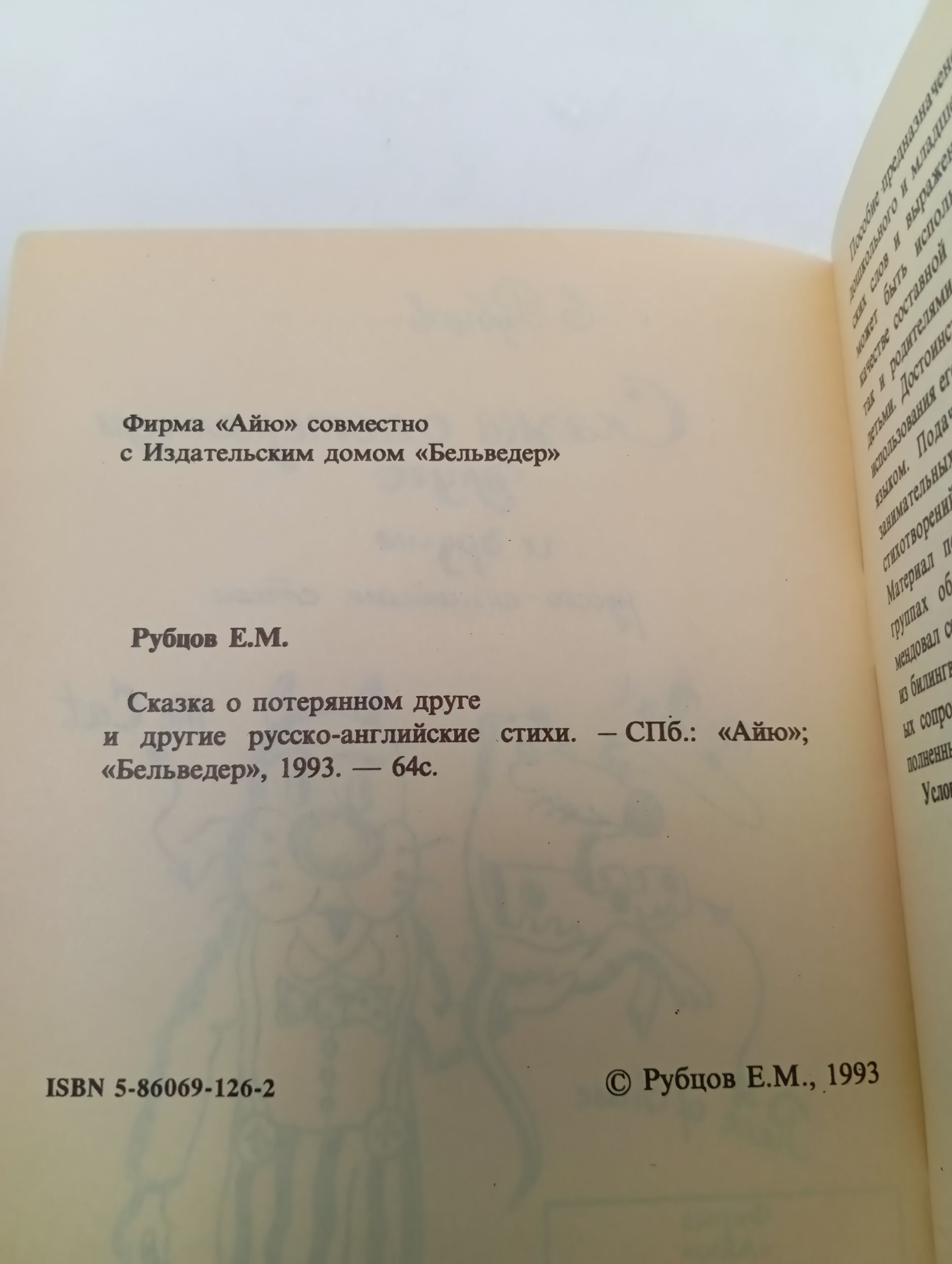 Сказка о потерянном друге и другие русско-английские стихи