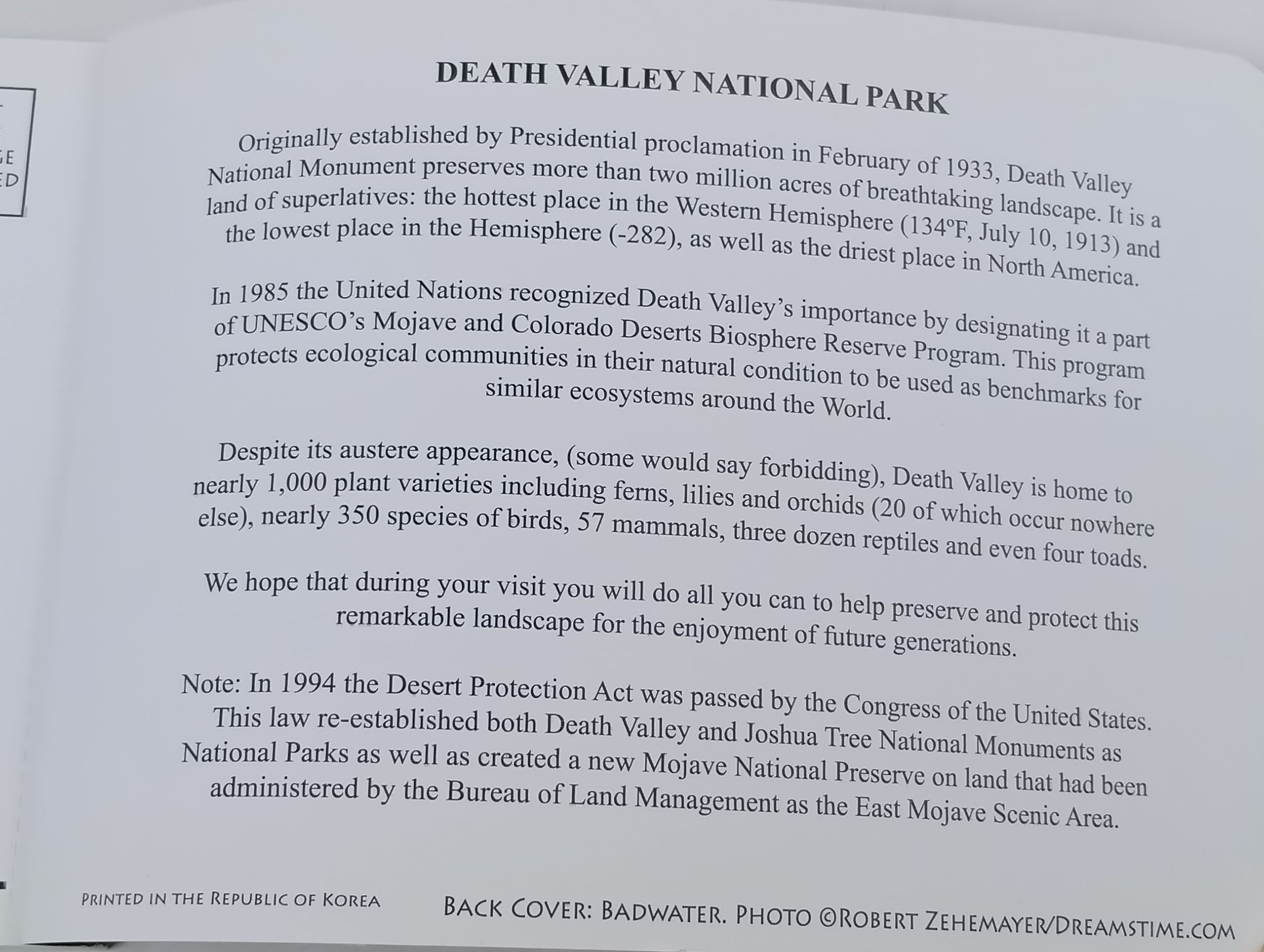 Death Valley National Park Postcard Book