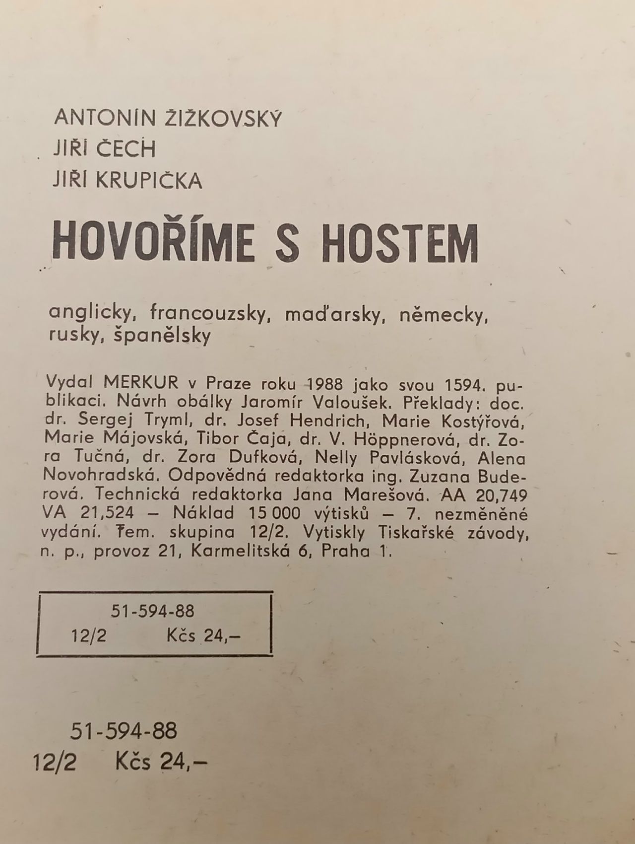 Hovorime s Hostem. Чешско-английско-французско-немецко-русско-испанский разговорник