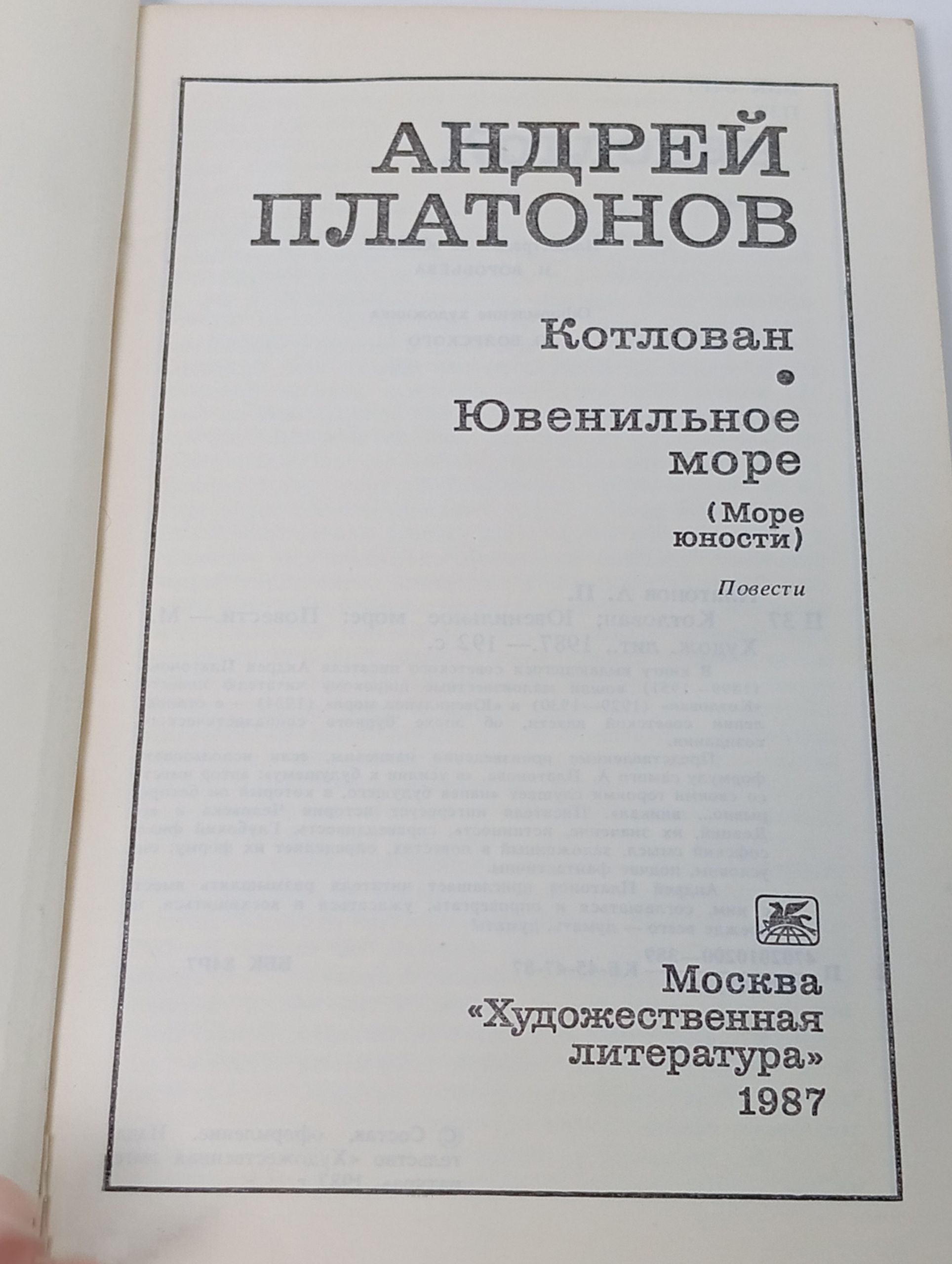 Котлован. Ювенильное море